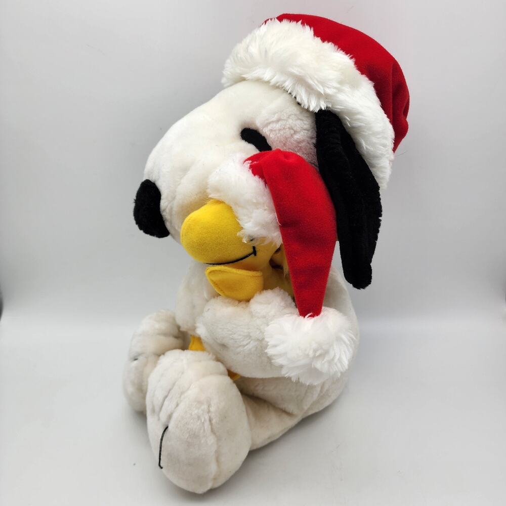Vintage Applause Holiday Snoopy Hugging Woodstock Stuffed Plush 18" Xmas Peanuts